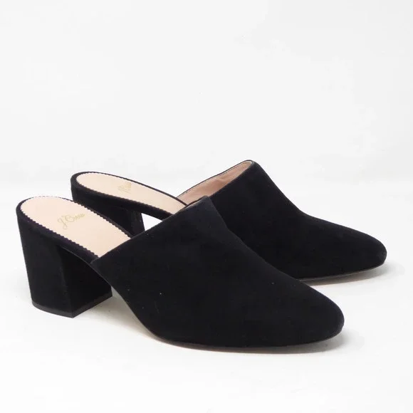Crew Shoes J Crew Sophie Black Suede Leather Block Heel